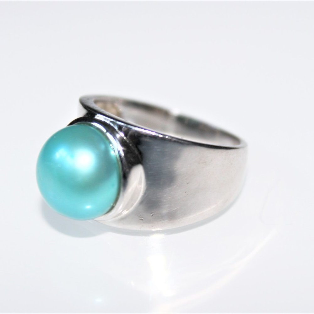 STERLING SILVER BLUE PEARL RING